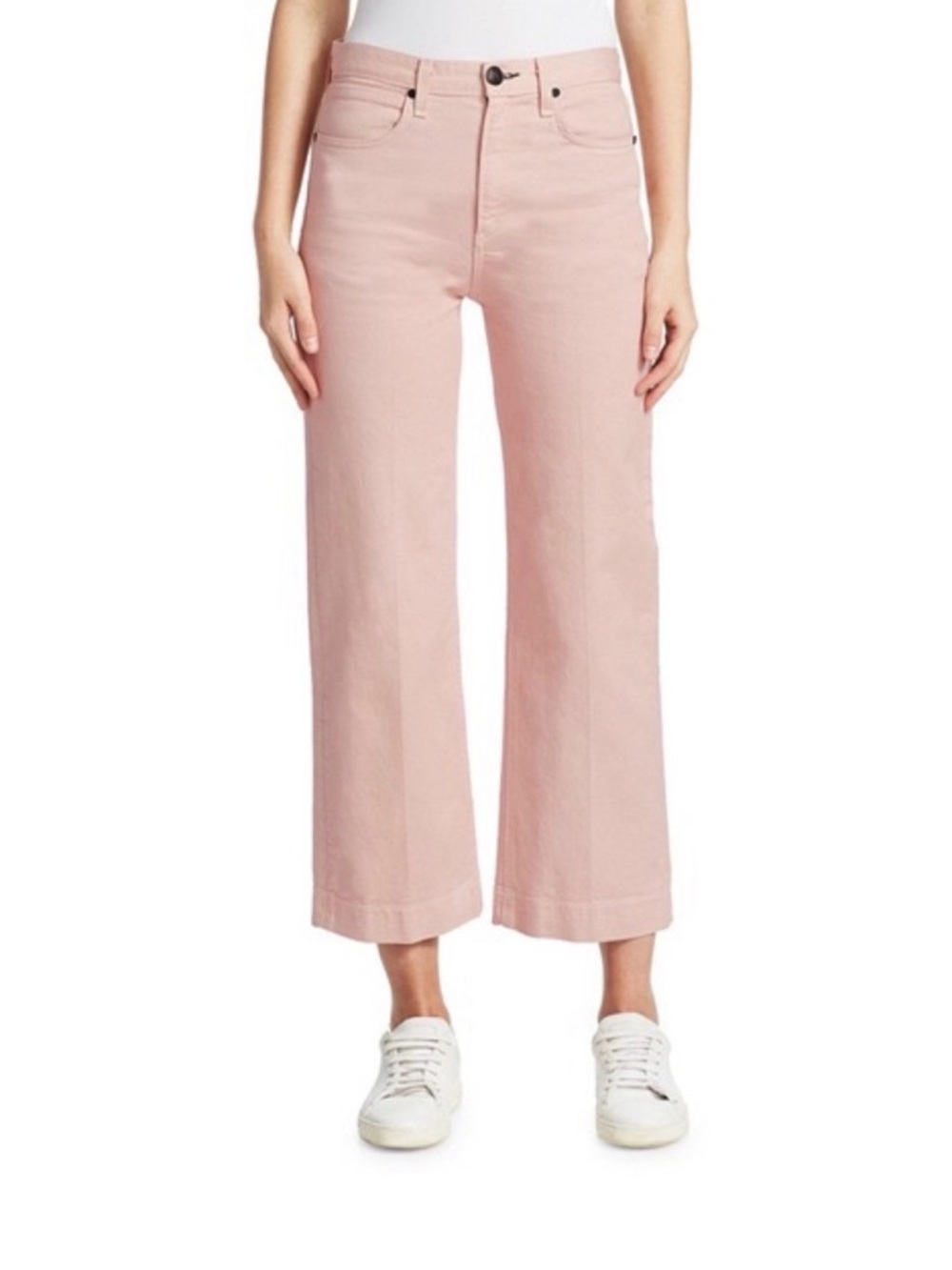 rag & bone Light Pink Crop High-Rise Wide Leg Jeans